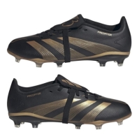 Ghete de fotbal adidas Predator League Fold Over Tongue Firm Ground pentru copii negru auriu