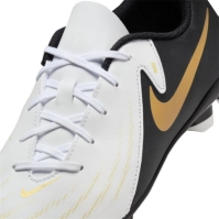 Ghete de fotbal Nike Phantom GX II Club Firm Ground pentru copii alb negru auriu