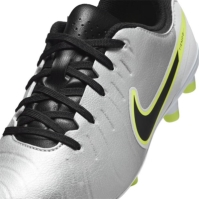 Ghete de fotbal Nike Tiempo Legend 10 Academy Firm Ground pentru copii argintiu galben