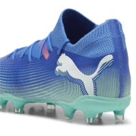 Ghete de fotbal Puma Future 7 Match Firm Ground pentru femei albastru alb verde