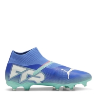 Ghete de fotbal Puma Future 7 Match+ Laceless Firm Ground albastru alb verde