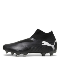 Ghete de fotbal Puma Future 7 Match+ Laceless Firm Ground negru alb