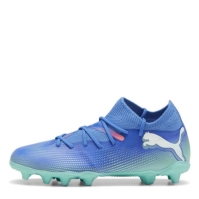 Ghete de fotbal Puma Future 7 Match Rush Firm Ground pentru Copii albastru alb verde