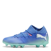 Ghete de fotbal Puma Future 7 Match Rush Firm Ground pentru copii albastru alb verde