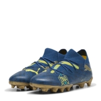 Ghete de fotbal Puma Future 7 Match Rush Firm Ground pentru copii albastru galben auriu