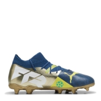 Ghete de fotbal Puma Future 7 Match Rush Firm Ground pentru copii albastru galben auriu