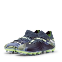 Ghete de fotbal Puma Future 7 Match Rush Firm Ground pentru Copii gri alb verde