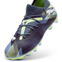 Ghete de fotbal Puma Future 7 Match Rush Firm Ground pentru Copii gri alb verde