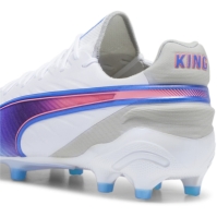 Ghete de fotbal Puma King Ultimate Launch Firm Ground alb albastru gri