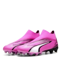 Ghete de fotbal Puma Ultra Match Laceless Firm Ground roz alb negru