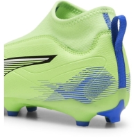 Ghete de fotbal Puma Ultra Match+ Laceless Firm Ground pentru copii verde alb albastru