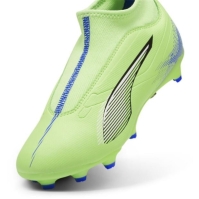 Ghete de fotbal Puma Ultra Match+ Laceless Firm Ground pentru copii verde alb albastru