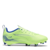 Ghete de fotbal Puma Ultra Play Firm Ground pentru Copii verde alb albastru