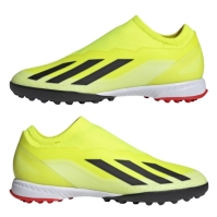 Ghete fotbal gazon sintetic adidas X Crazyfast League Laceless galben negru alb