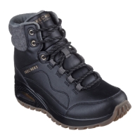 Ghete Skechers Duraleather cu captuseala Collar cu siret S Rugged pentru femei negru