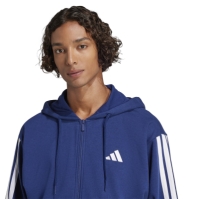 Hanorac adidas Essentials French Terry 3-Stripes cu fermoar pentru Barbati legend albastru alb