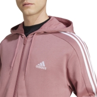 Hanorac adidas Essentials French Terry 3-Stripes cu fermoar pentru Barbati preloved rosu inchis