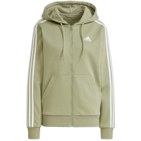 Hanorac fleece adidas Essentials 3-Stripes Full-cu fermoar oliv JP2352 pentru Femei