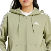 Hanorac fleece adidas Essentials 3-Stripes Full-cu fermoar oliv JP2352 pentru Femei