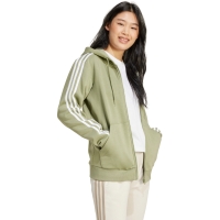 Hanorac fleece adidas Essentials 3-Stripes Full-cu fermoar oliv JP2352 pentru Femei