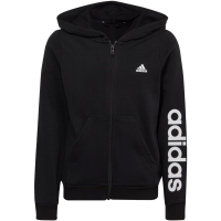 Hanorac pentru copii adidas Essentials Linear Logo cu fermoar negru IC3584