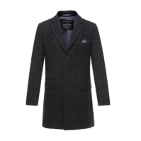 Harvey and Jones Overcoat pentru barbati bleumarin maro patratele