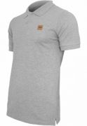 Tricou polo cu detaliu piele ecologica pe piept gri Urban Classics