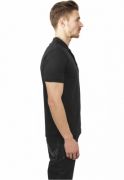 Tricou polo cu detaliu piele ecologica pe piept negru Urban Classics