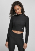 Helanca cu maneca lunga Starter Cropped Stretch Rib pentru Femei negru