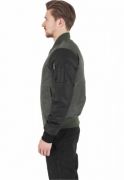 Geci bomber cu maneci piele ecologica oliv negru Urban Classics