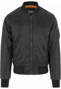 Geci bomber cu maneci piele ecologica negru negru Urban Classics