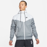 Jacheta Geaca pentru vant Nike Sportswear cu gluga pentru Barbati gri alb