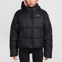 Jacheta Nike Sportswear clasic Puffer Therma-Fit Loose cu gluga pentru femei negru