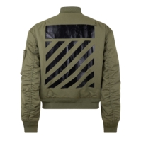 Jacheta OFF alb Diag Tab Bomber military verde negru