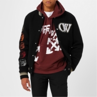 Jacheta OFF alb Moon Wool Varsity Bomber negru