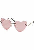 Ochelari de soare Heart cu lant roz argintiu Urban Classics