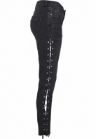 Pantaloni Denim cu siret Skinny pentru Femei negru washed Urban Classics