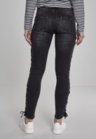 Pantaloni Denim cu siret Skinny pentru Femei negru washed Urban Classics