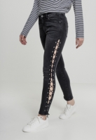 Pantaloni Denim cu siret Skinny pentru Femei negru washed Urban Classics