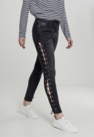 Pantaloni Denim cu siret Skinny pentru Femei negru washed Urban Classics