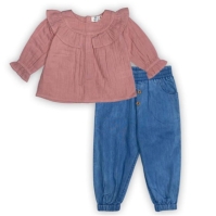 Pantaloni Hello World W G TOP S Bb52 roz albastru