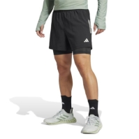 Pantaloni scurti adidas Own the Run 3-Stripes 2-in-1 pentru Barbati negru