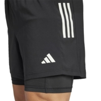 Pantaloni scurti adidas Own the Run 3-Stripes 2-in-1 pentru Barbati negru