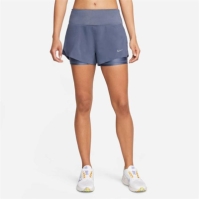 Pantaloni scurti Nike Dri-FIT Swift Mid-Rise 3 2-in-1 pentru femei albastru argintiu