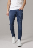 Pantaloni Skinny denim stretch cu taieturi albastru denim Urban Classics