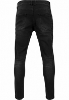 Pantaloni Skinny denim stretch cu taieturi negru washed Urban Classics