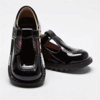 Pantofi piele Kickers Kick T-Bar Patent negru