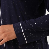 Pijamale Linea Sparkle Button Through bleumarin