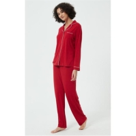 Pijamale Linea Sparkle Button Through rosu