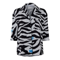 Pijamale OFF alb Off imprimeu zebra Shrt femei negru